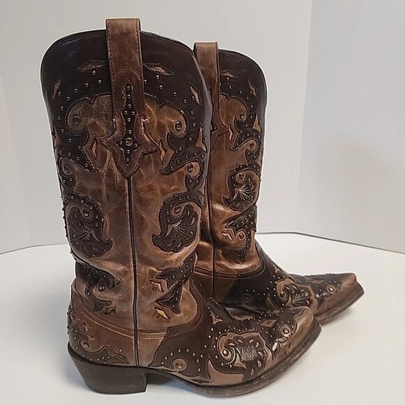 Lucchese Womens Studded Fiona Scarlet Western Boots M5015 Size 9.5 - Picture 6 of 10